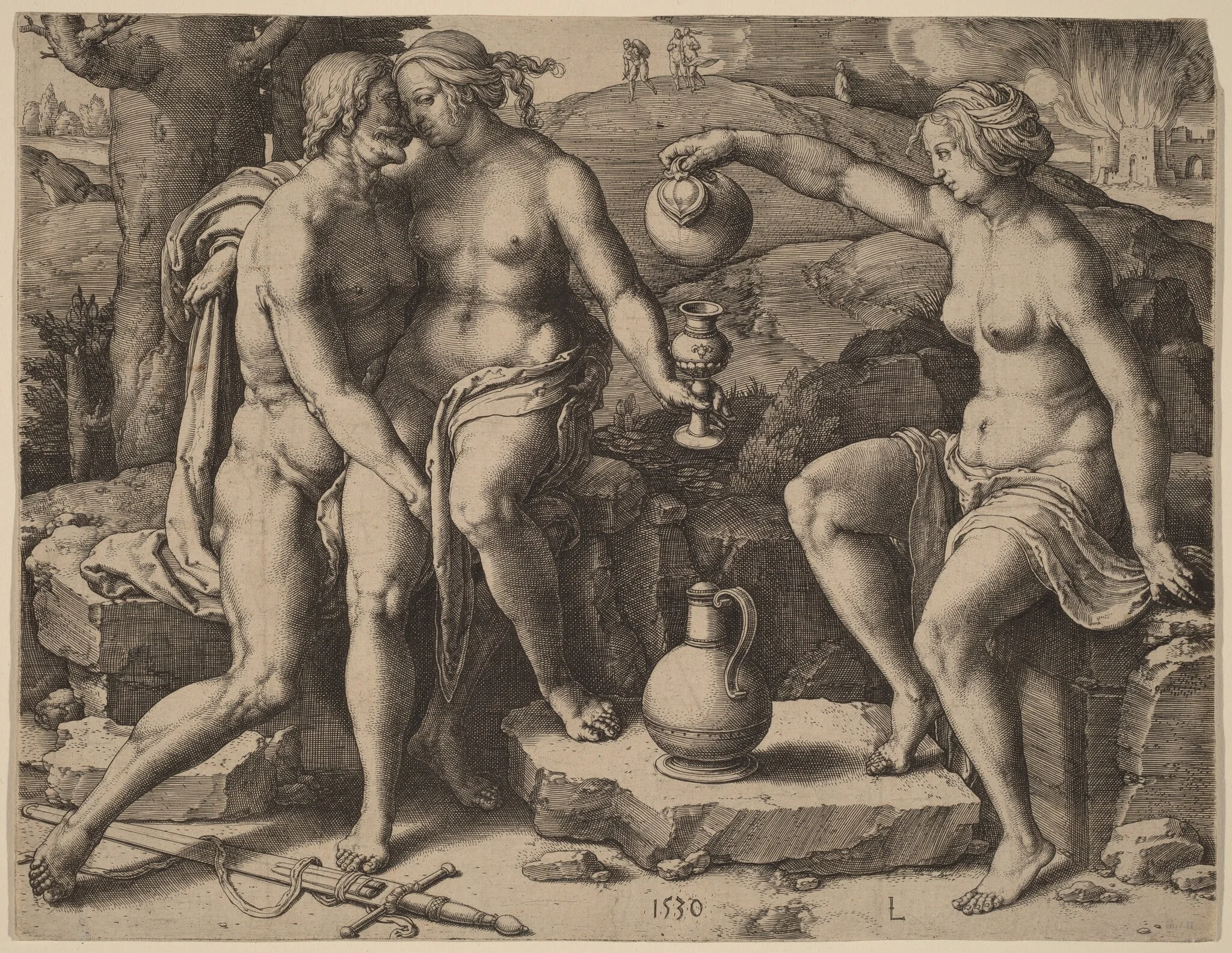 Lot and His Daughters, detail