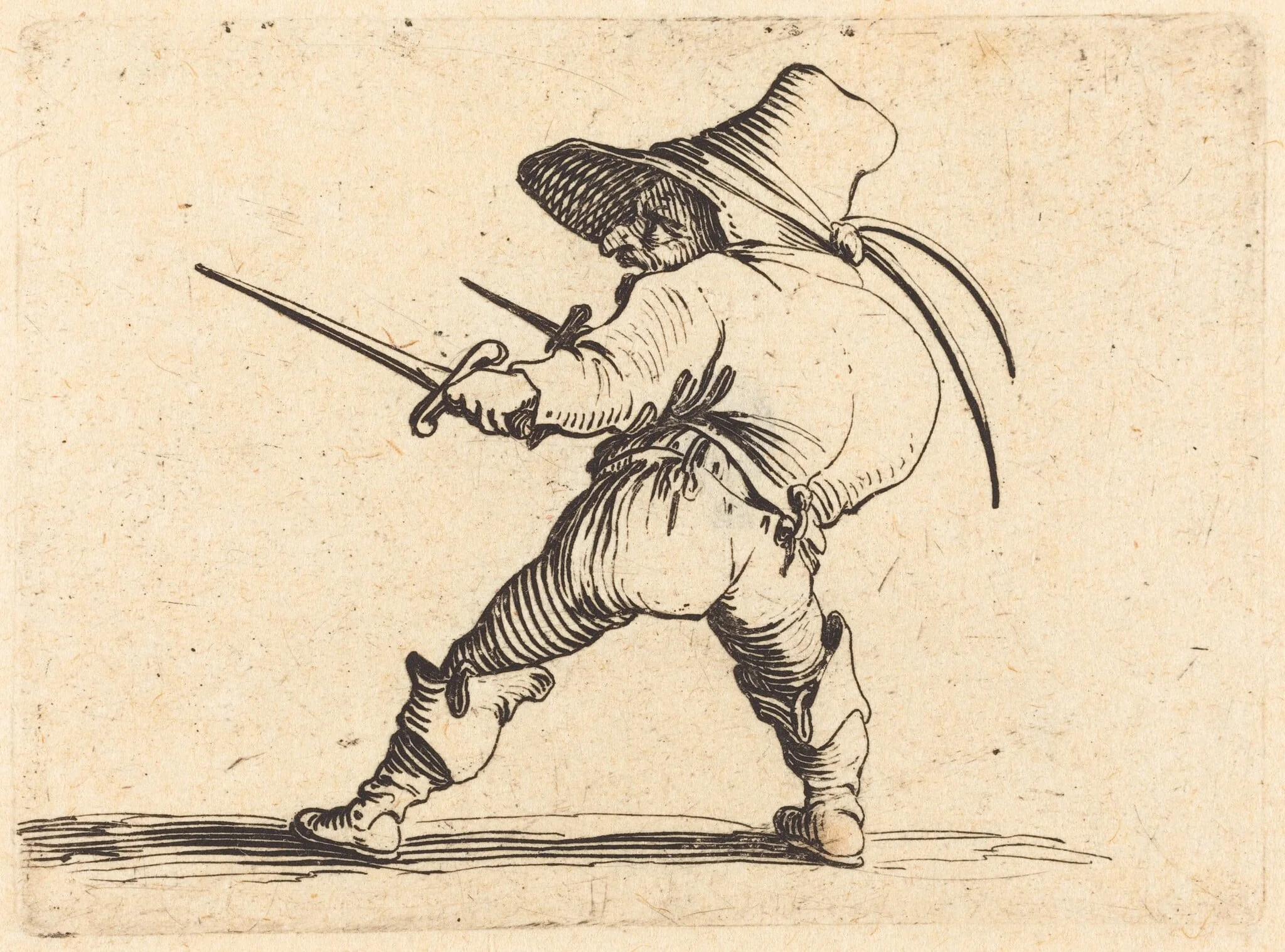 Duellist with Sword and Dagger, detail