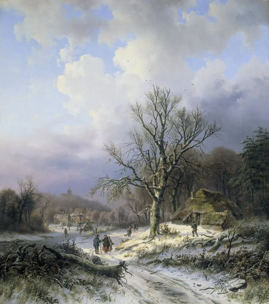 Snow landscape, by Alexander Joseph Daiwaille, oil, 1845