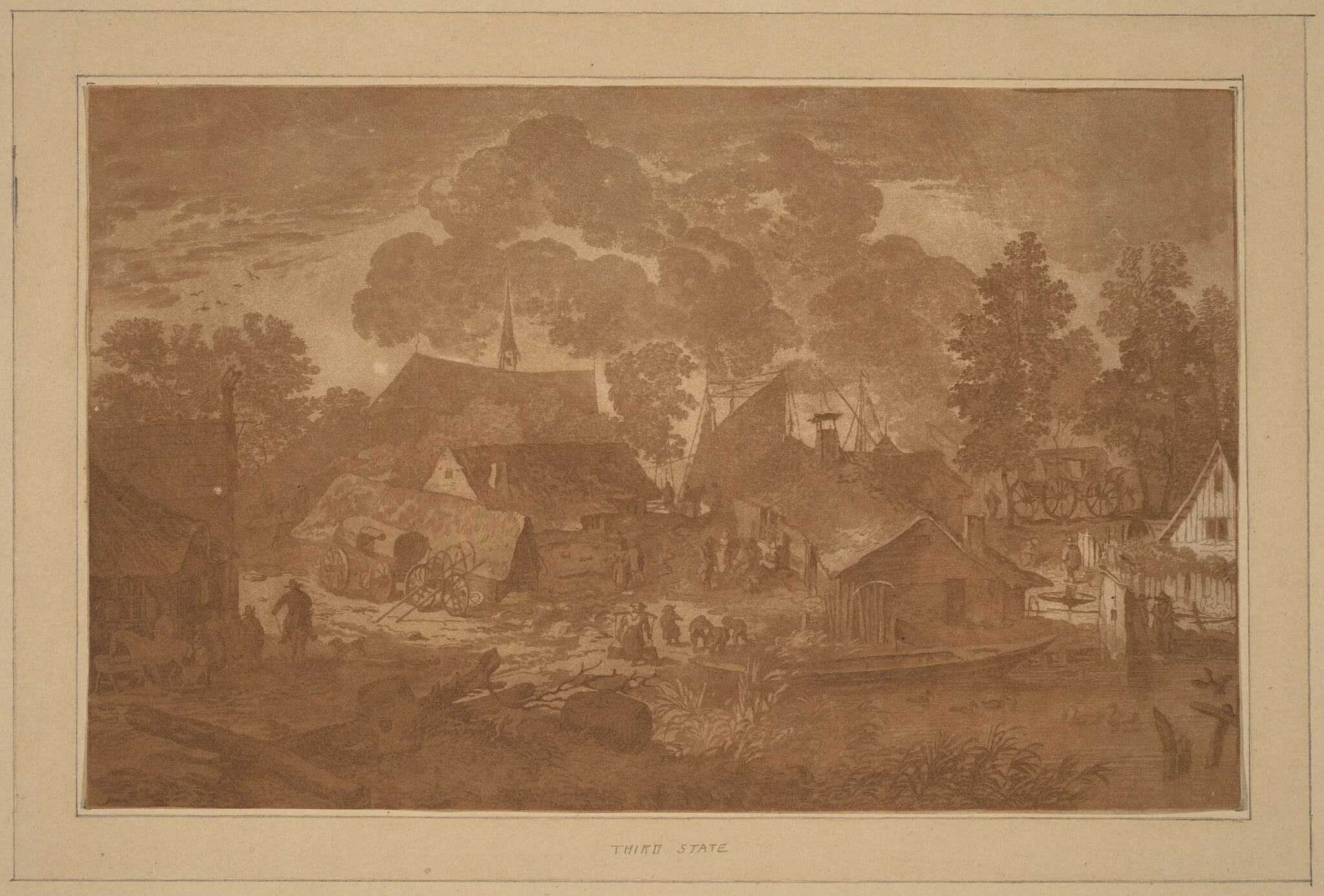 Village with Pond, detail