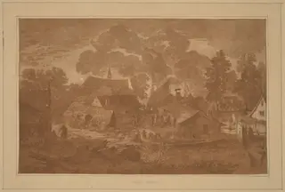 Village with Pond, by Cornelis Ploos van Amstel, ink, 1782