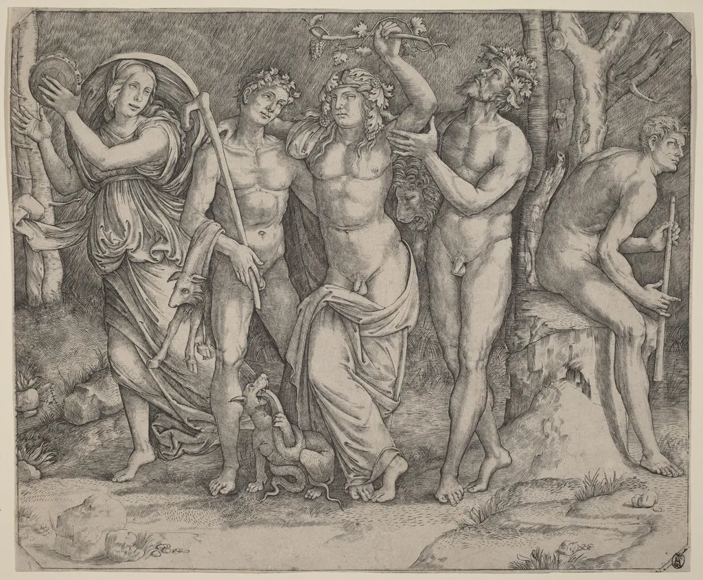 Bacchus and His Attendants, by Jacopo Francia, ink, 1506