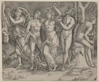 Bacchus and His Attendants, by Jacopo Francia, ink, 1506