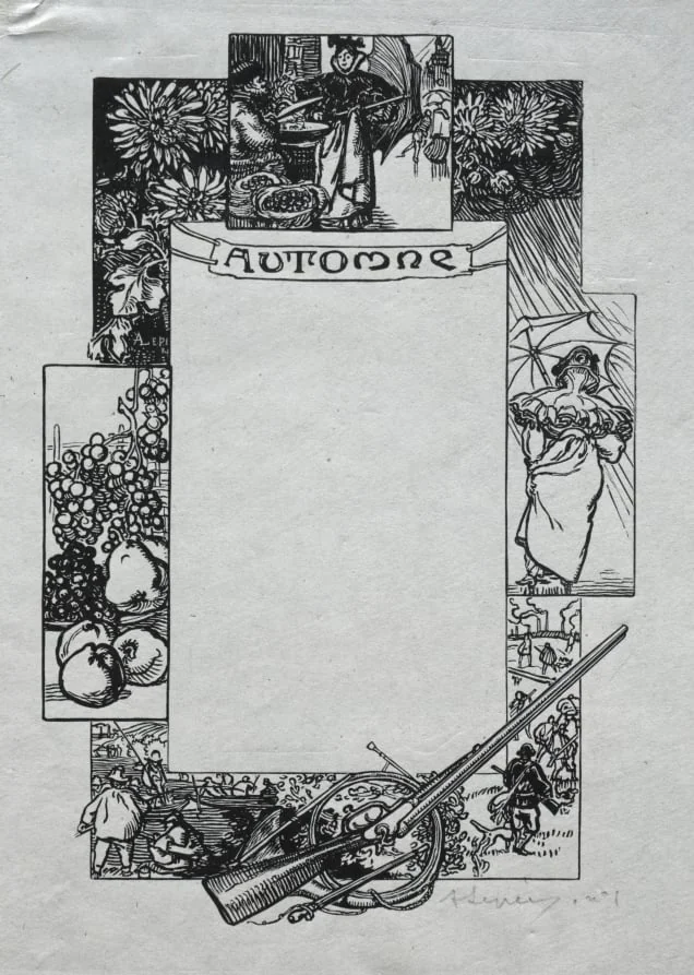 Paris Almanac, 1897: Decorative Border, Autumn, detail