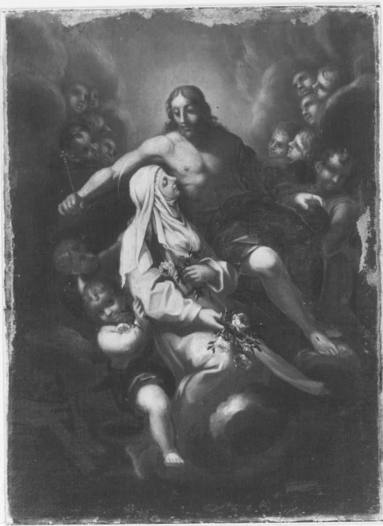 Die hl. Rosalie küsst die Seitenwunde des Erlösers, detail