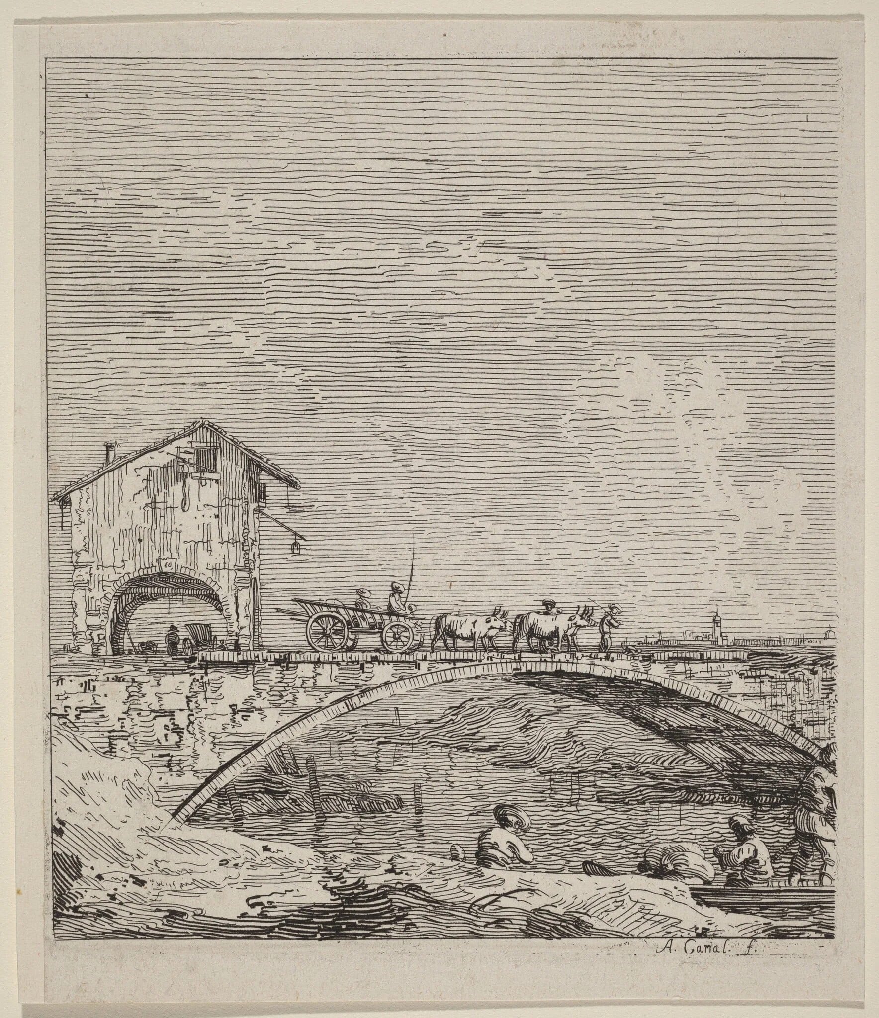 The Wagon Passing Over a Bridge, detail