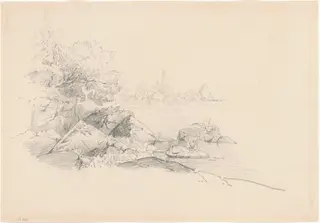Lake Shore, by John Singer Sargent, graphite, 1868