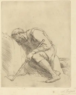 Sinbad the Sailor (Sinbad le marin), by Alphonse Legros, ink, 1874
