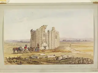 Ancient Armenian Church at Varzahan, by Frederick Charles Cooper, watercolor, 1849