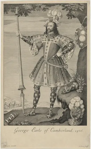 George, Earl of Cumberland, by Robert White, ink, 1674