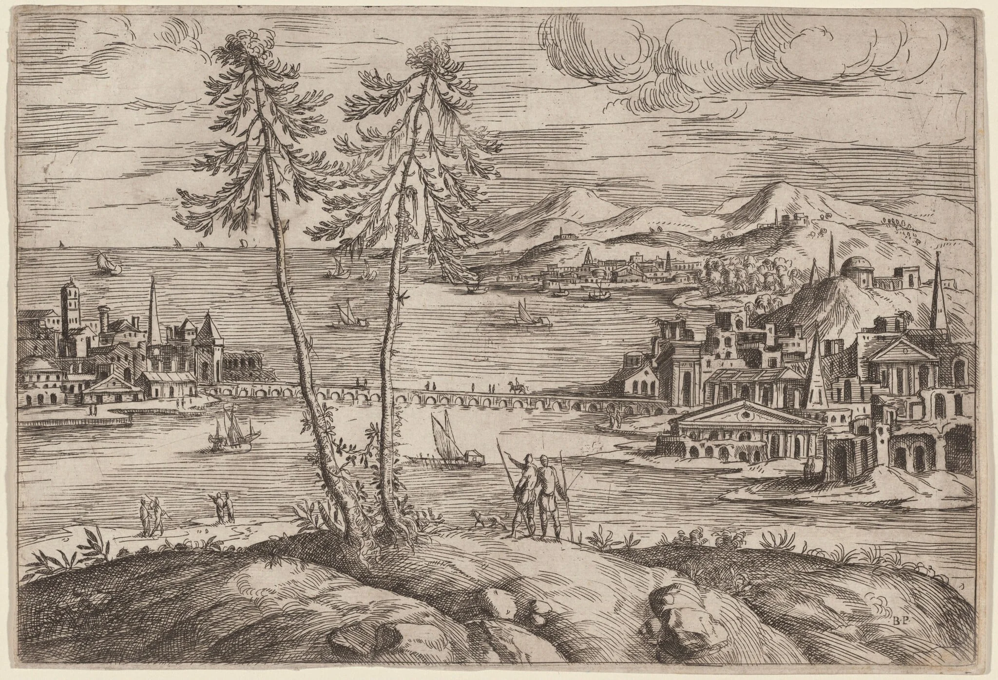 Landscape with Two Trees, detail