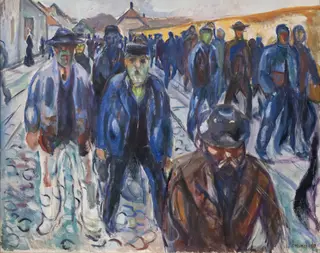 Workers on their Way Home, by Edvard Munch, oil, 1914