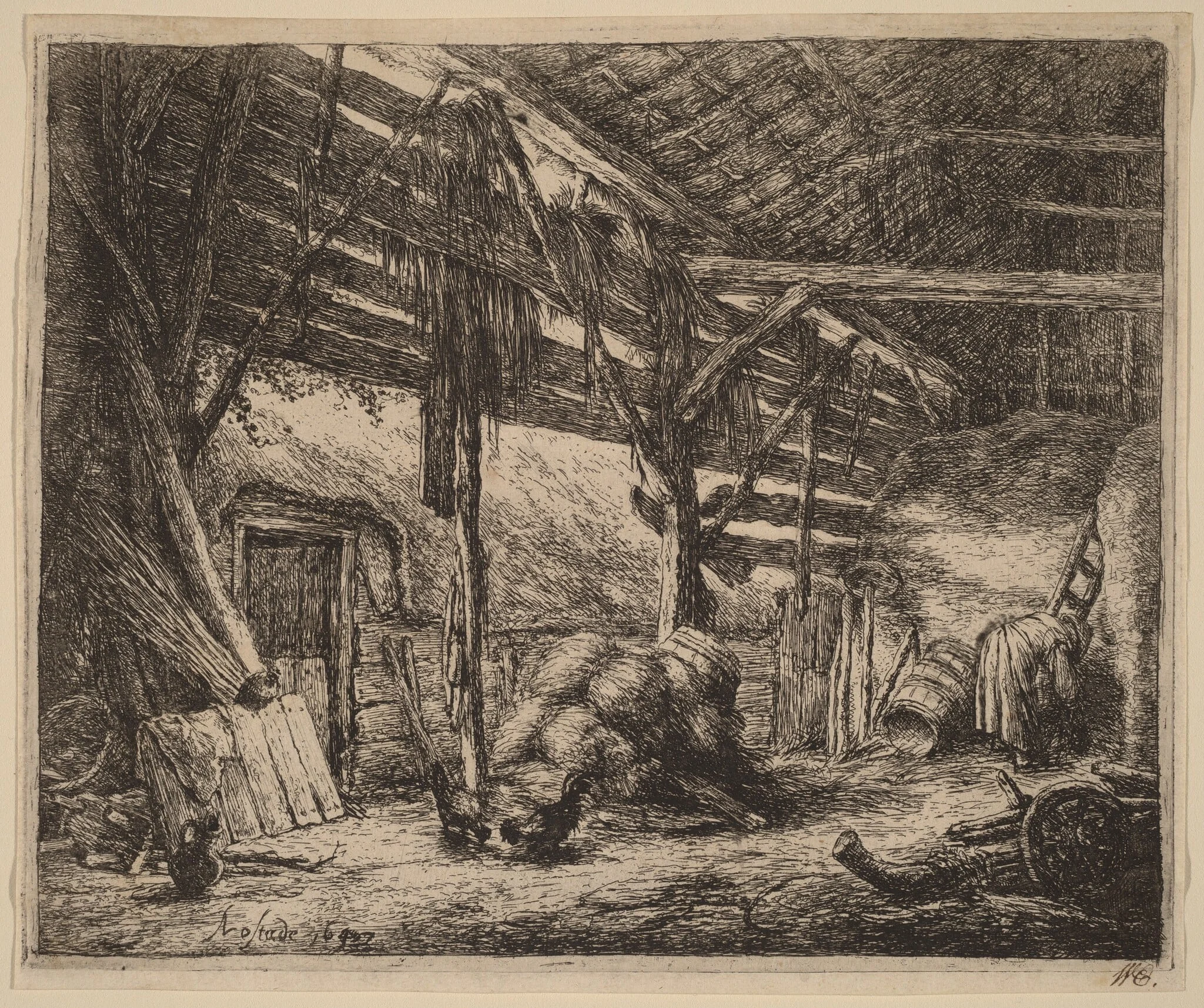 Interior of a Barn with a Peasant Woman at Work, detail
