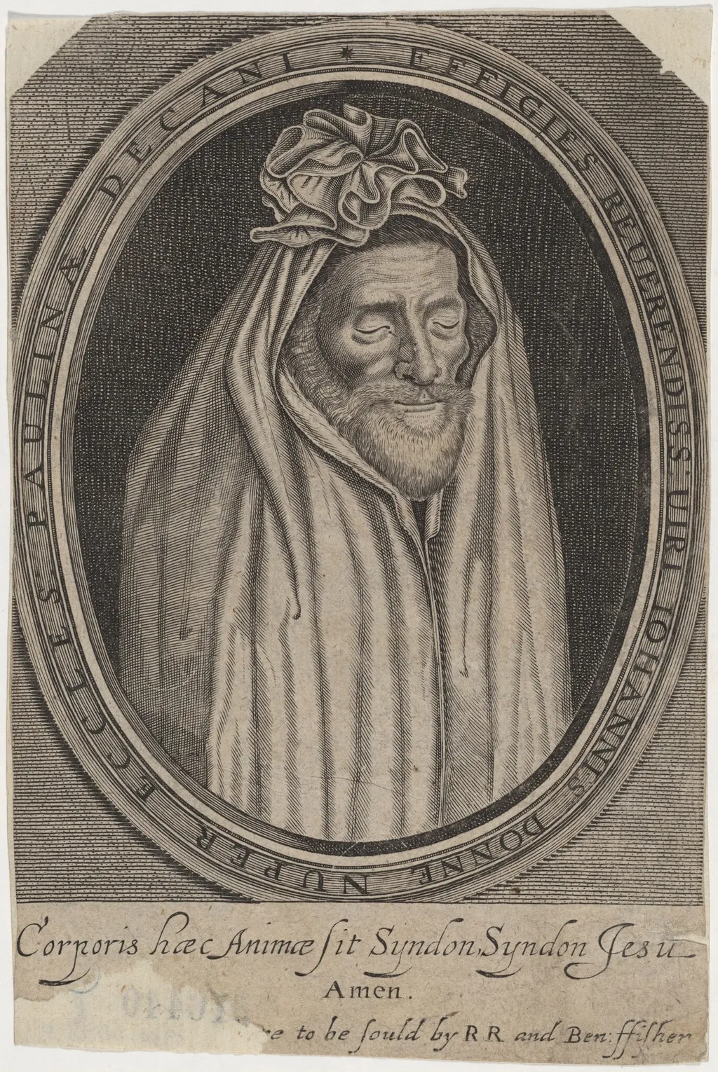 Dr. John Donne, Dean of Saint Paul's, Poet, by Martin Droeshout, ink, 1633