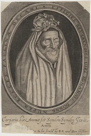 Dr. John Donne, Dean of Saint Paul's, Poet, by Martin Droeshout, ink, 1633