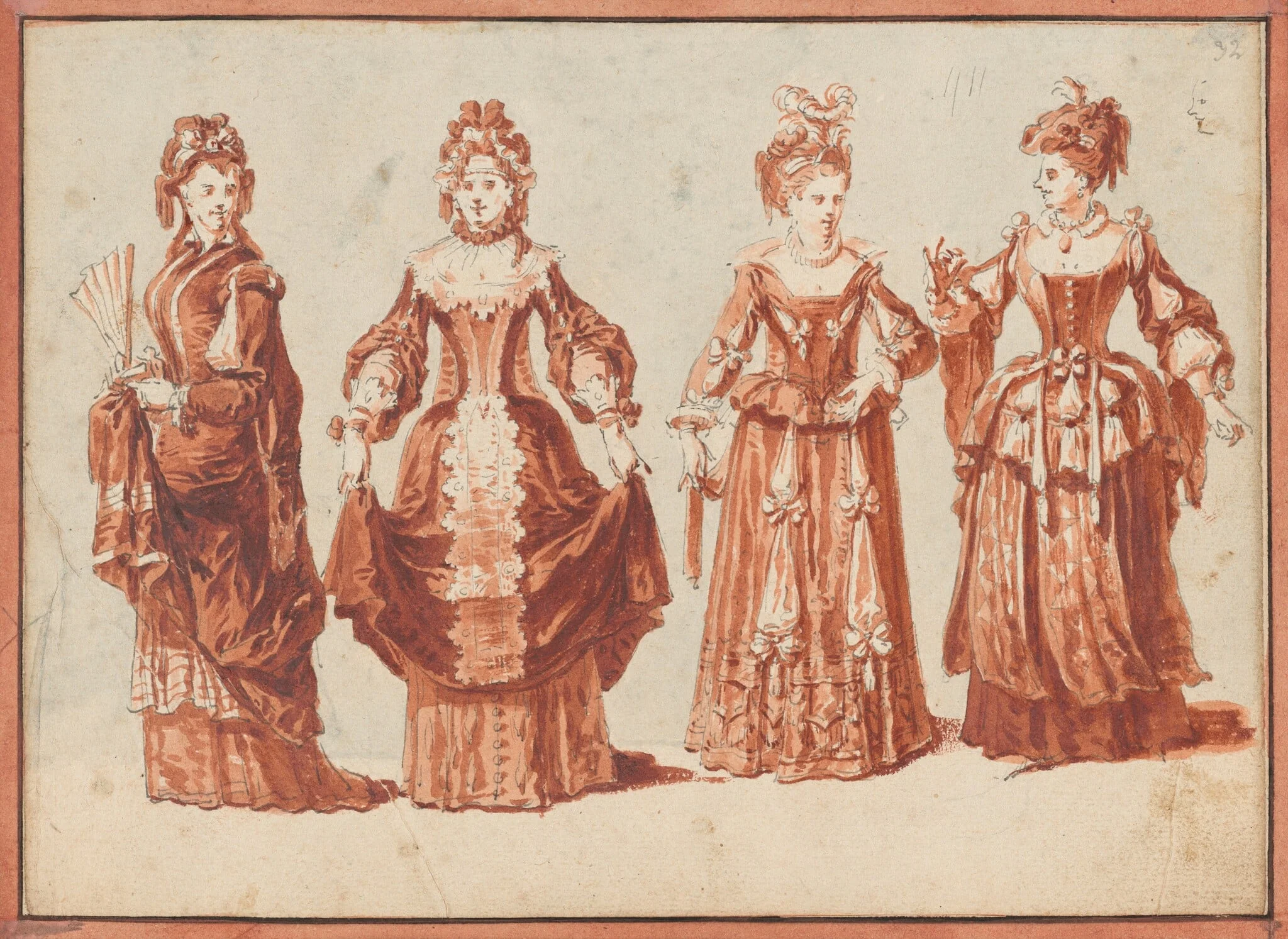 Four Actresses in Theatrical Costume, detail