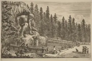 Colossal Statue of the Apennines, by Stefano Della Bella, ink, 1653