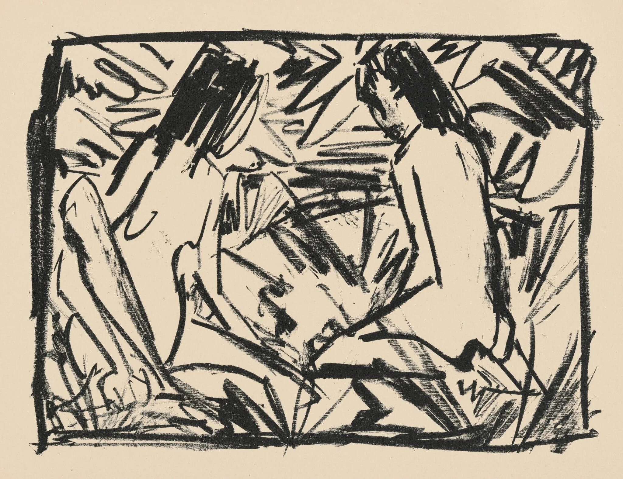 Badende (Bathers) from Deutsche Graphiker der Gegenwart (German Printmakers of Our Time), detail