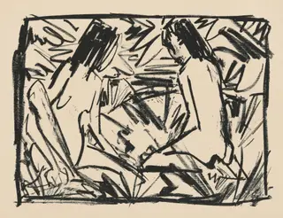Badende (Bathers) from Deutsche Graphiker der Gegenwart (German Printmakers of Our Time), by Otto Mueller, ink, 1920