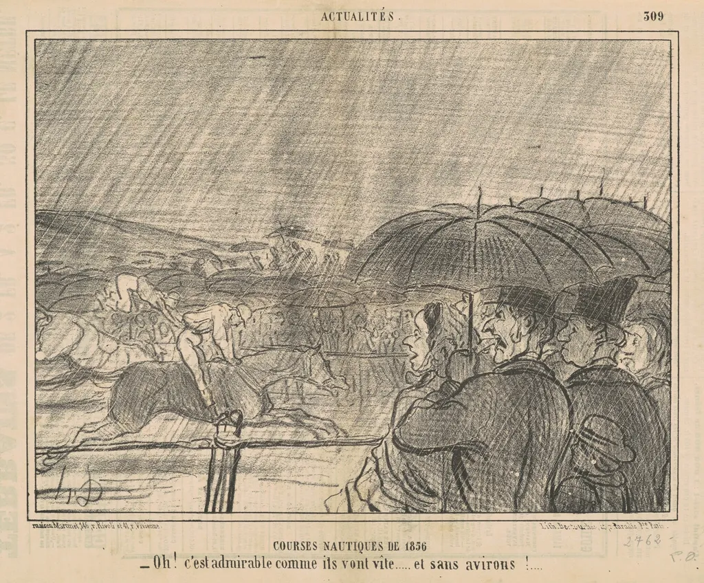 Courses nautiques de 1856, by Honoré Daumier, ink, 1856