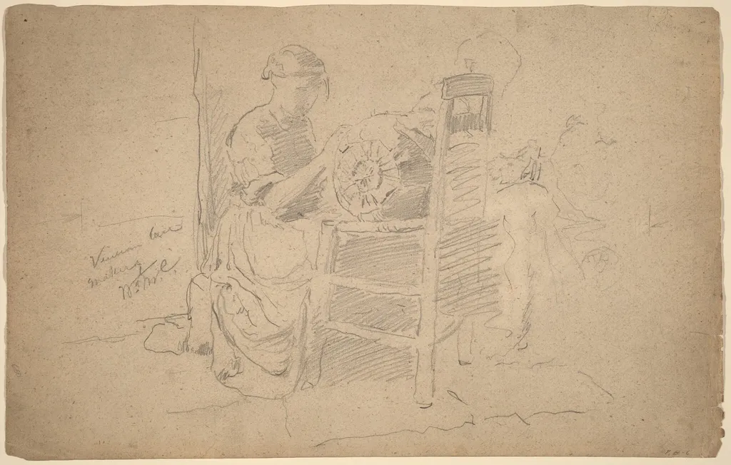 Venetian Lace Making, by William Merritt Chase, graphite, 1882