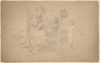 Venetian Lace Making, by William Merritt Chase, graphite, 1882