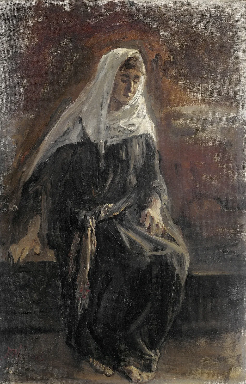 Zittende vrouw, waarschijnlijk Michal, by Jozef Israëls, oil, 1900