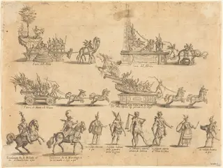 Floats and Participants, by Jacques Callot, ink, 1616