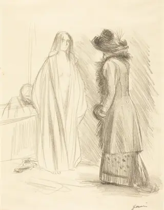 Dans la salle de bains (In the Bathroom), by Jean-Louis Forain, ink, 1895
