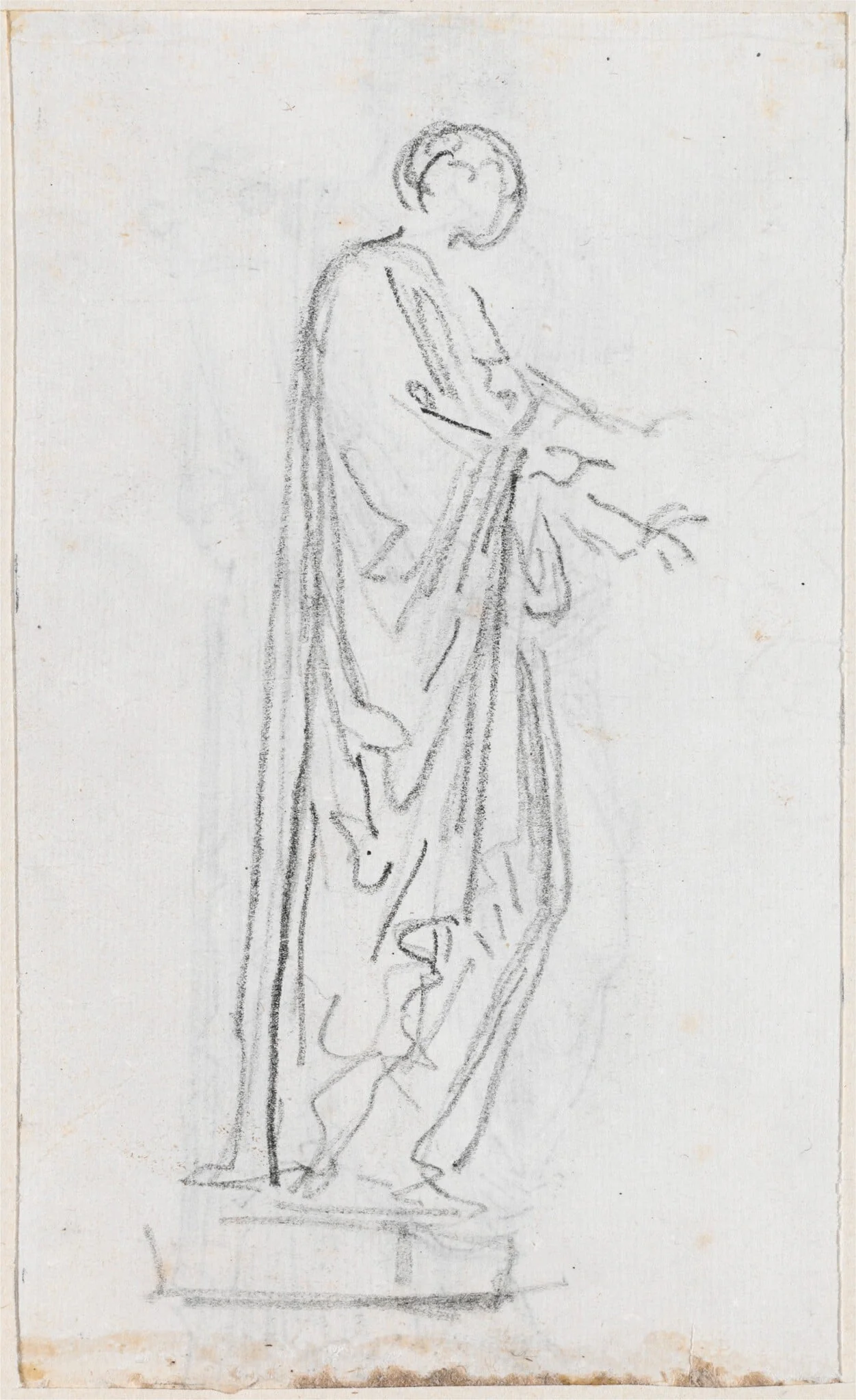 Statue of a Roman Woman (Female Deity?) Seen from the Side [verso], detail