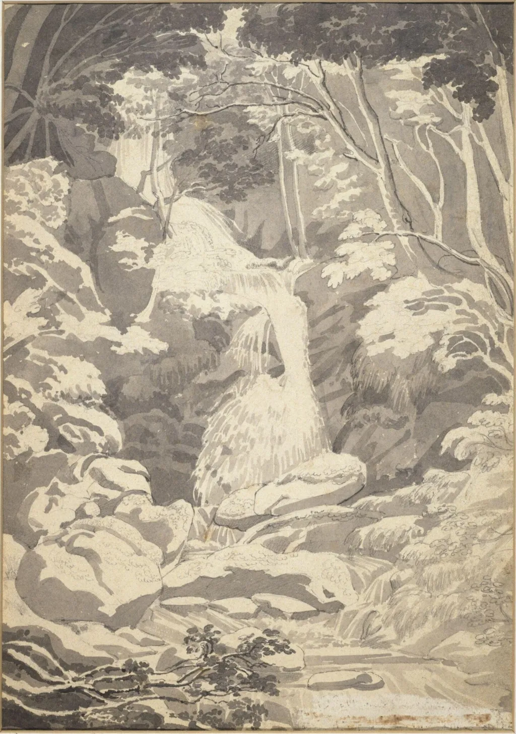 Waterfall, by Daniel Maclise, watercolor, 1825