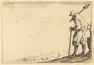 Peasant with Shovel on His Shoulder, by Jacques Callot, ink, 1622