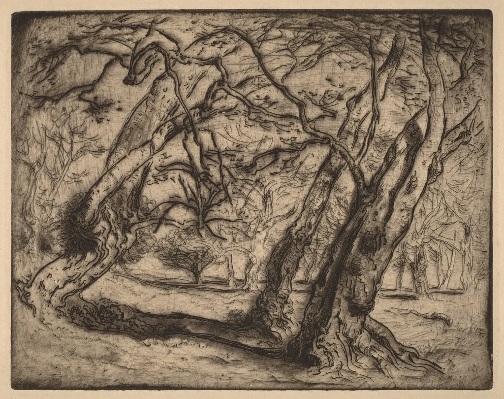 Untitled (Wooded Landscape), by Samuel Colman, ink, 1880