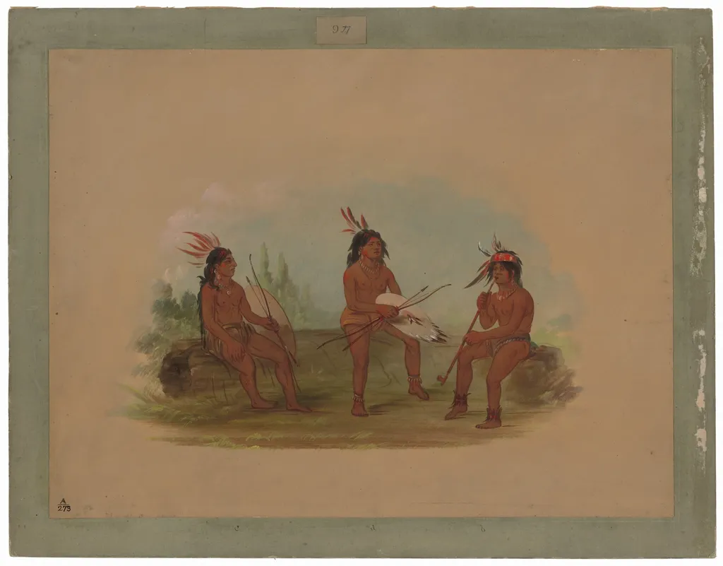 Three Young Chinook Men, by George Catlin, oil, 1862