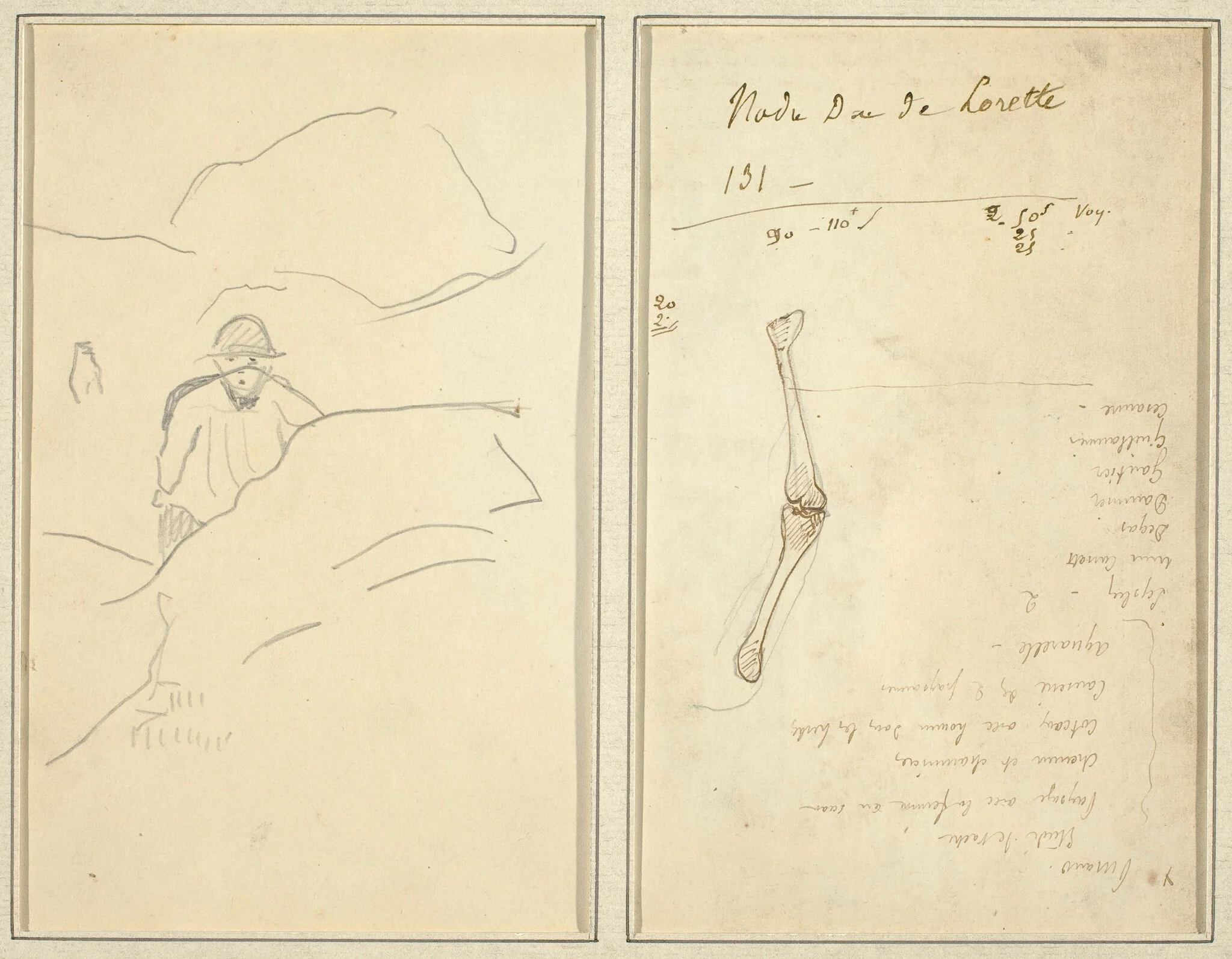 Breton Boy in a Landscape; Study of an Arm [verso], detail