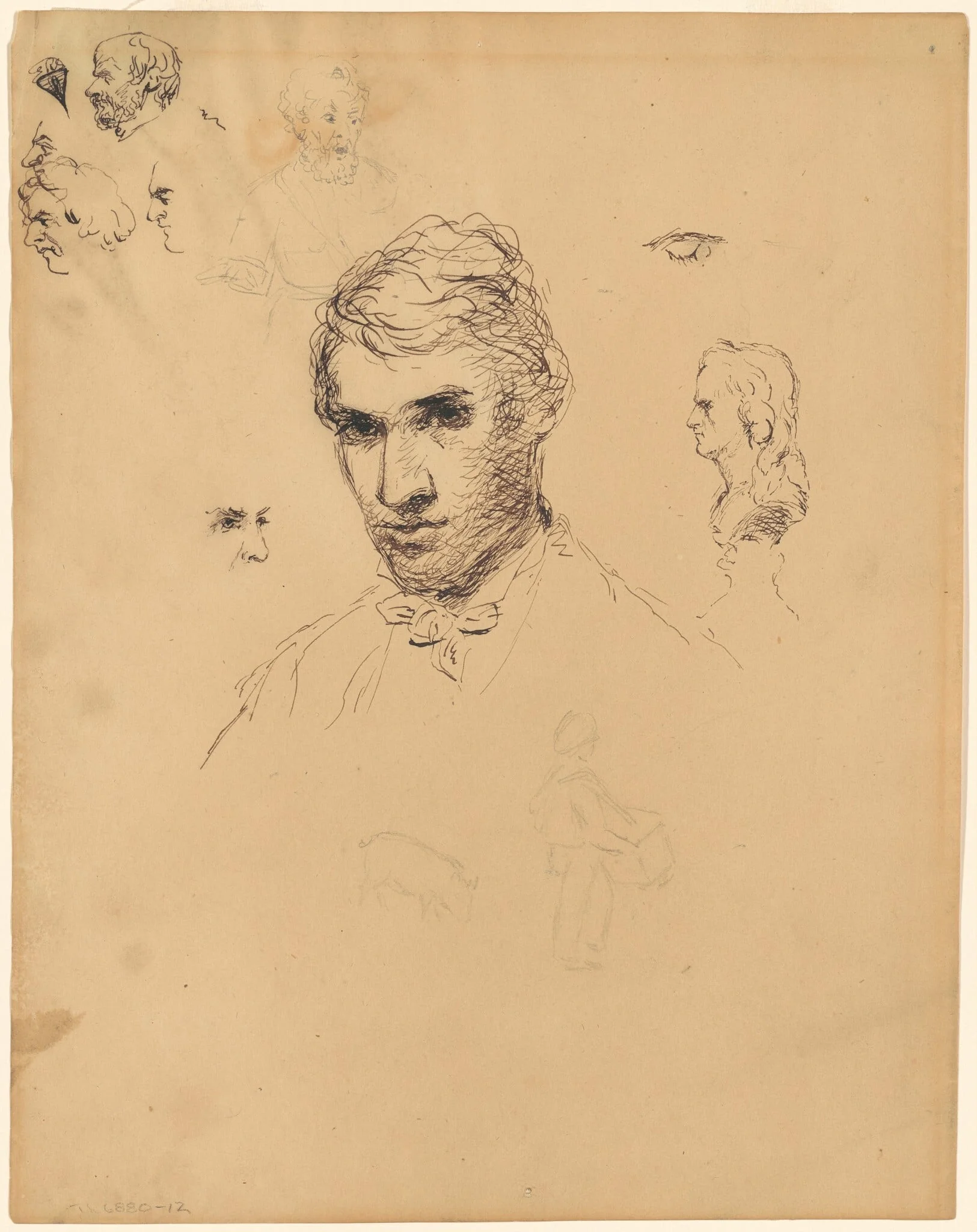 Head of a Man, with Various Studies, detail