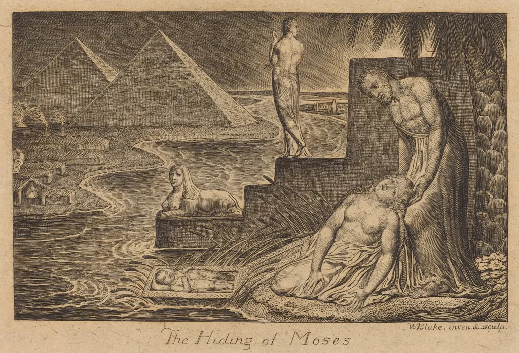 The Hiding of Moses, by William Blake, ink, 1824