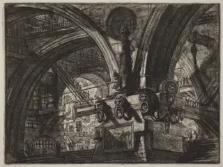 The Pier with a Lamp, by Giovanni Battista Piranesi, ink