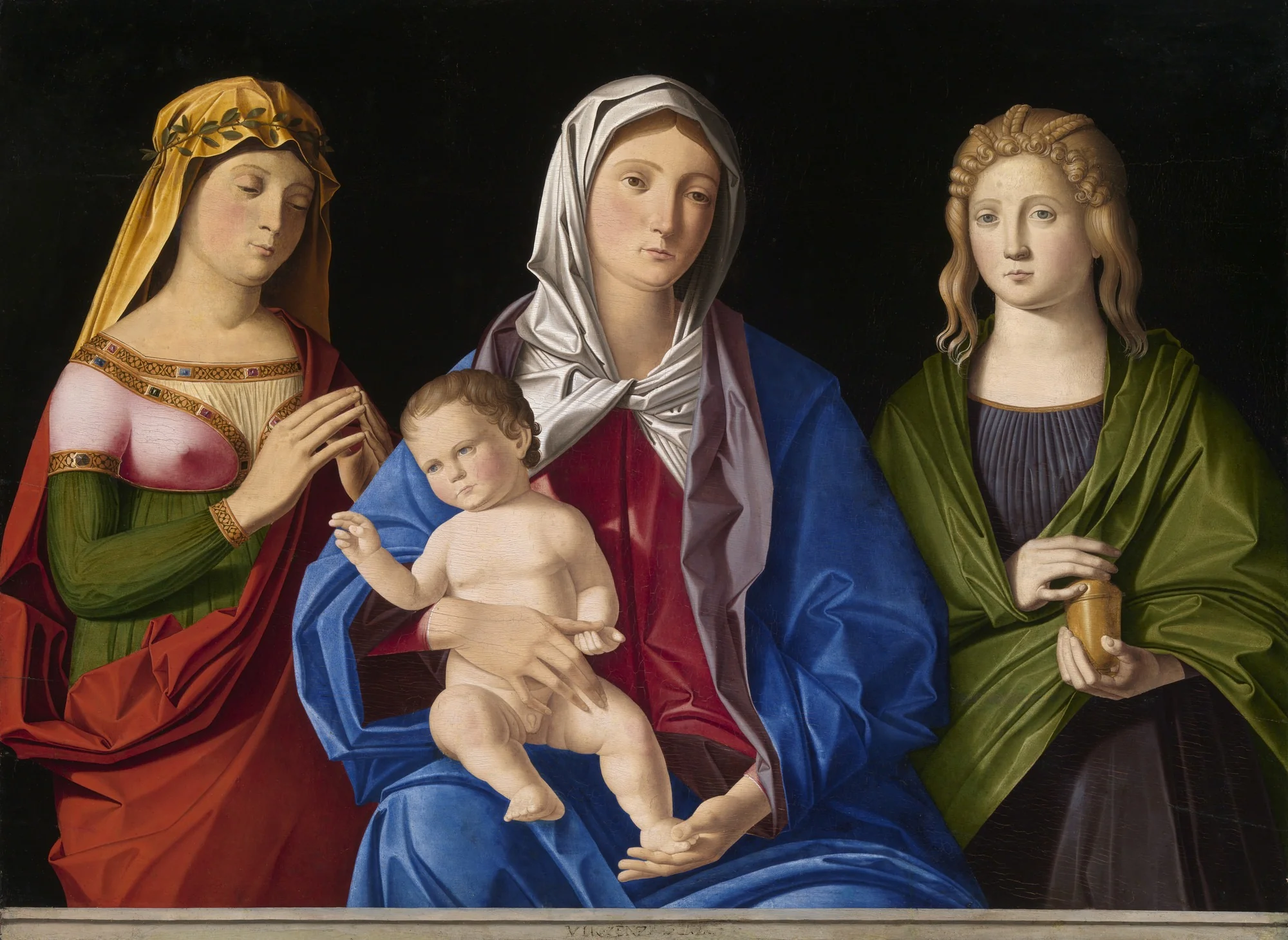 Virgin and Child with Saint Mary Magdalene and Another Female Saint, detail
