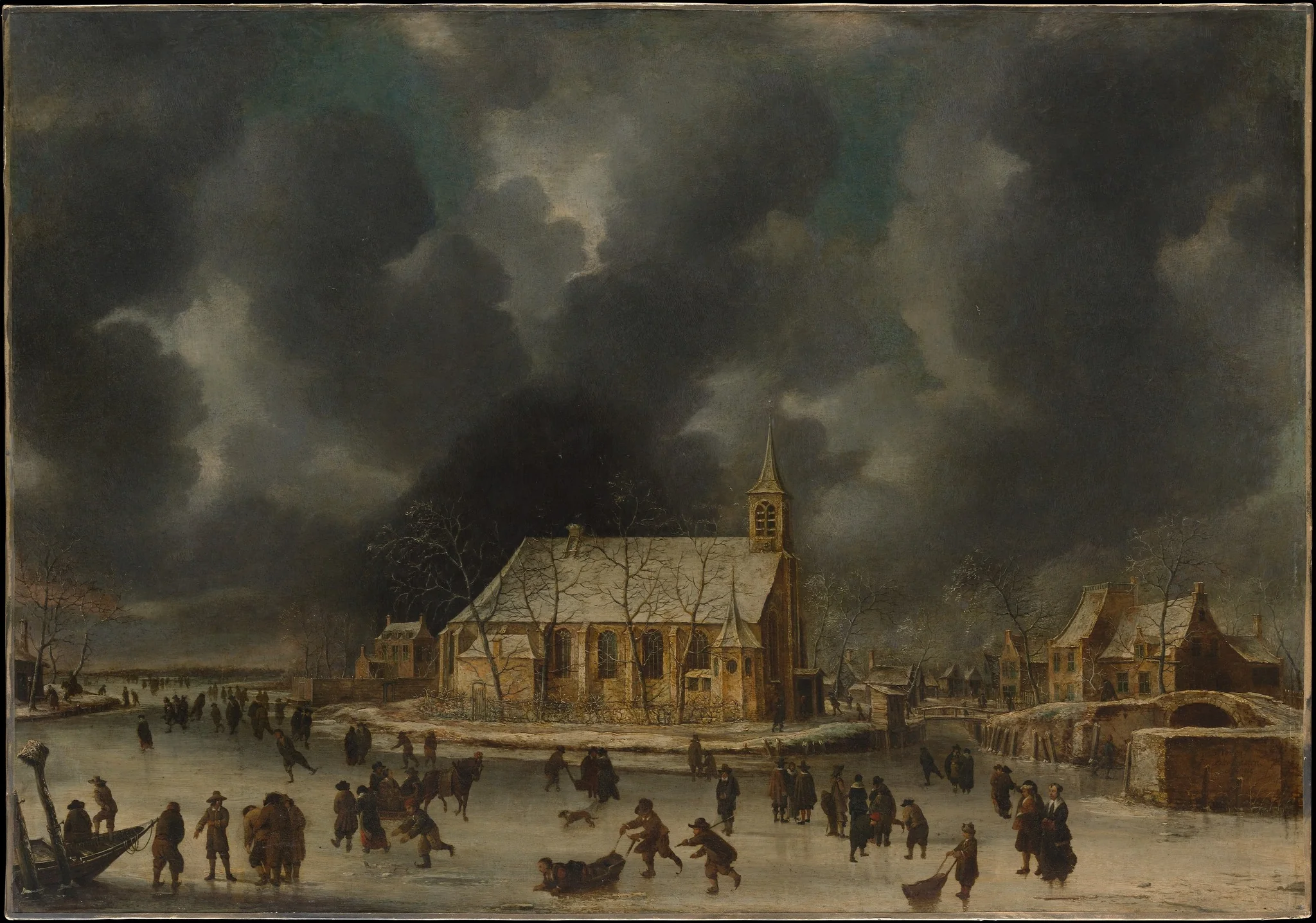 Skating at Sloten, near Amsterdam, detail