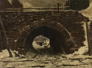 An Old Bridge, by Constantin Meunier, oil, 1878