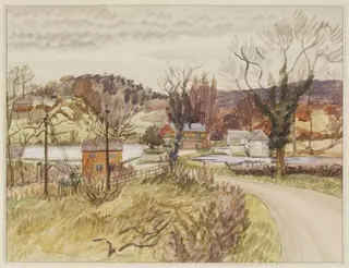 Looking towards The Boar Inn, near Modishall, by Puller, watercolor