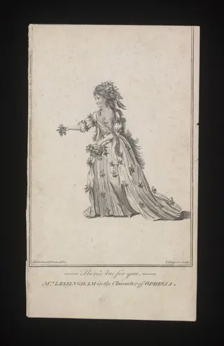 Mrs Lessingham in the character of Ophelia, by Charles Grignion, 1750
