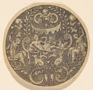Leda, by Etienne Delaune, ink, 1551