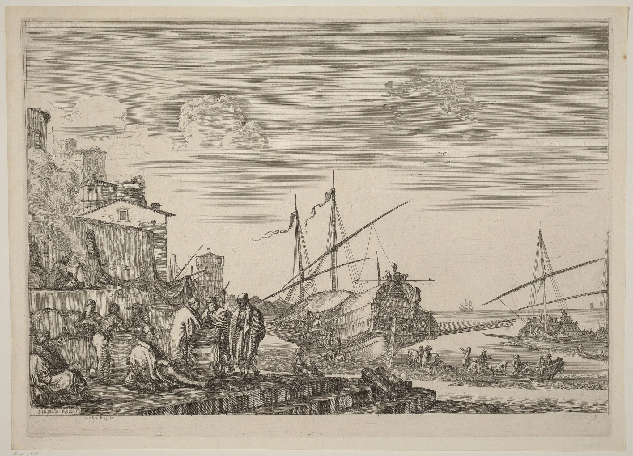 View of Several Houses Facing the Port, detail