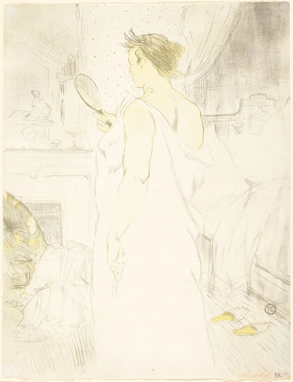 Woman at the Mirror (Femme à glace), by Henri de Toulouse-Lautrec, ink, 1896