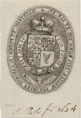 Shield of Charles I, by Simon van de Passe, ink, 1616
