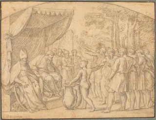The Drawing of Lots to Divide the Promised Land, by Etienne Parrocel, chalk