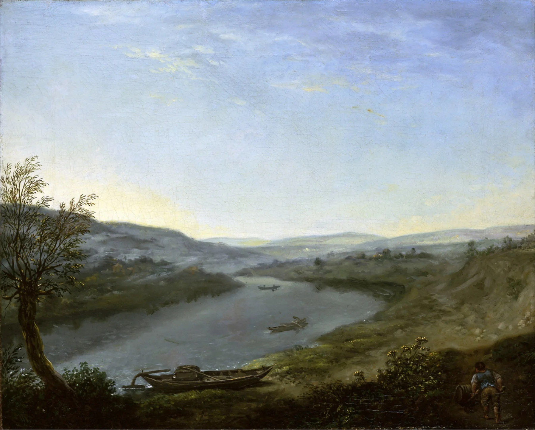 Die Elbe bei Blasewitz oberhalb Dresdens am Morgen, detail
