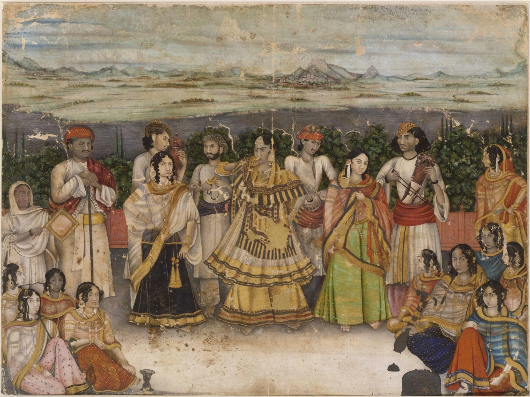 A group of dancing-girls and musicians, detail